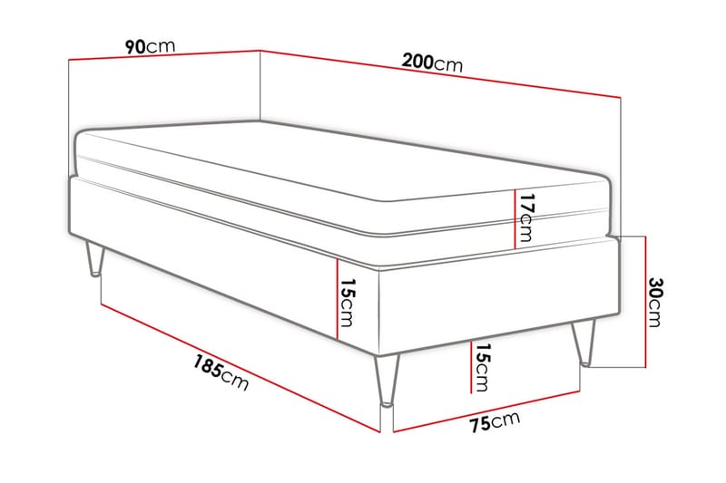 Adeliza Ramsäng 90x200 cm - Sammet/Grå/Trä/Metall - Möbler - Säng - Ramsäng