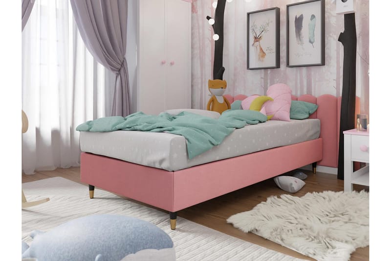 Adeliza Ramsäng 90x200 cm - Sammet/Rosa/Trä/Metall - Möbler - Säng - Ramsäng
