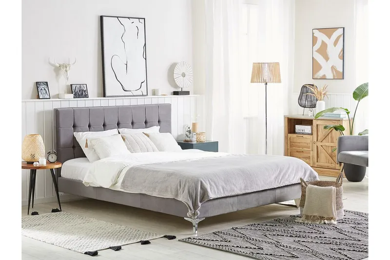 Amberta Ramsäng 160x200 cm - Sammet/Grå - Möbler - Säng - Ramsäng