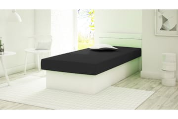 Berta Komplett Sängpaket 80x190 cm i Tyg med Sänggavel + Bäddmadrass - Svart - Möbler - Säng - Komplett sängpaket