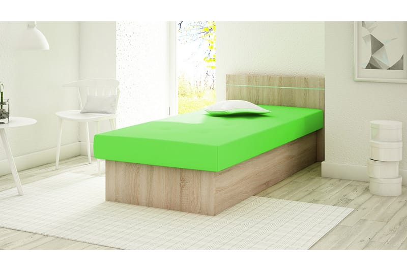 Berta Sängram 80x190 cm i Trä med Tygdetaljer - Ljusgrön - Möbler - Säng - Sängram & sängstomme
