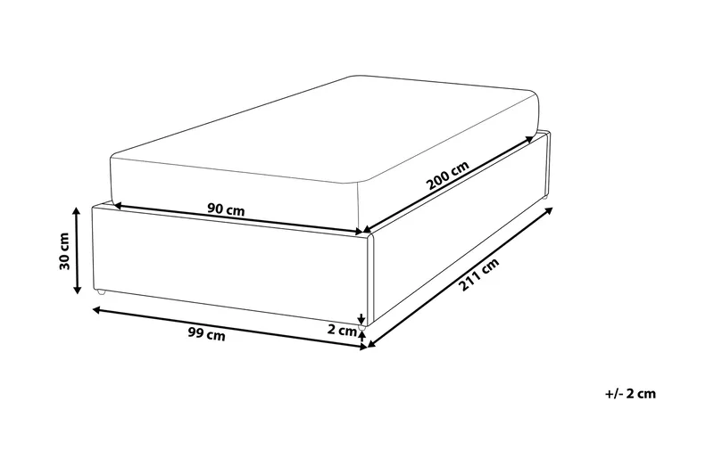 Dinan Dubbelsäng 90  200 cm Beige - Beige - Möbler - Säng - Sängram & sängstomme