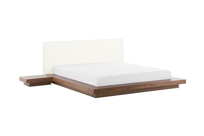 Dubbelsäng ZEN med Sängbord och LED 160x200 brun - Brun - Möbler - Säng - Sängram & sängstomme
