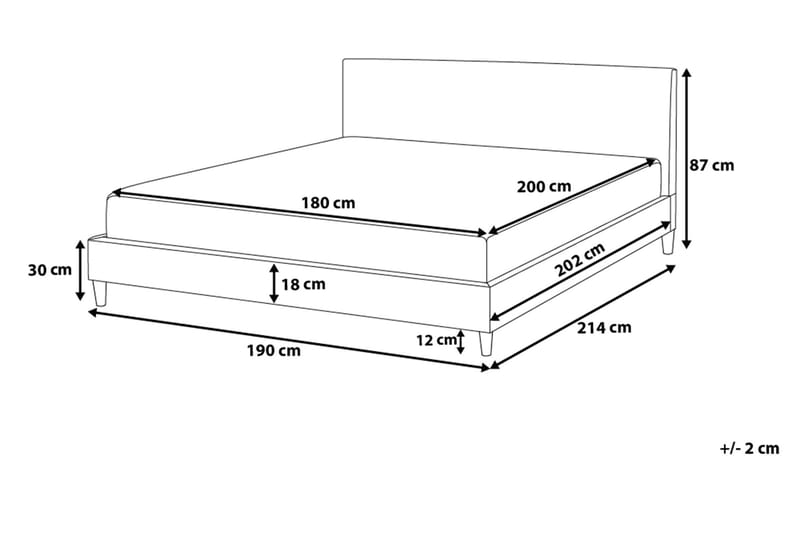 Fitou Sängram LED 180x200 cm - Svart - Ramsäng