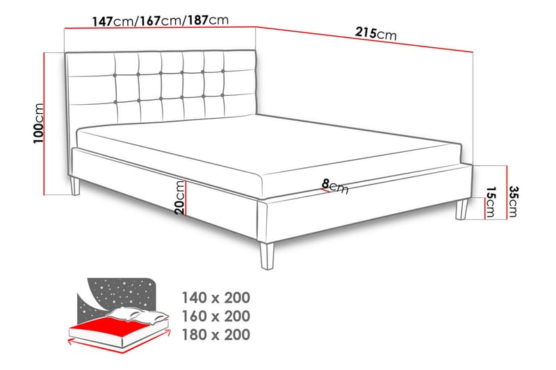 Gallardo Ramsäng 215x146x106cm - Lila - Möbler - Säng - Ramsäng