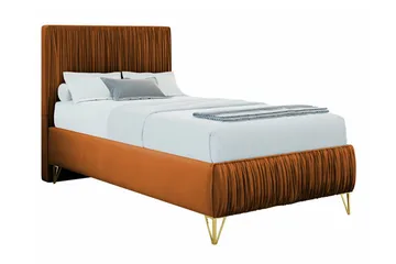 Gortin Komplett Sängpaket – Ramsäng 80x200 cm i Sammet med Sänggavel + Bäddmadrass - Rost - Möbler - Säng - Komplett sängpaket