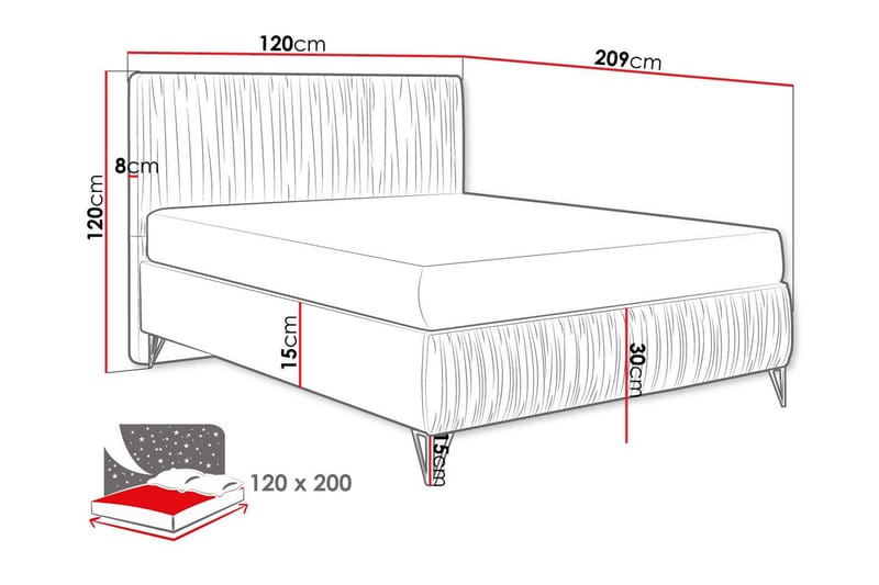 Gortin Ramsäng 120x200 cm - Möbler - Säng - Ramsäng