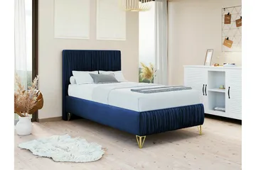 Gortin Ramsäng 80x200 cm i Sammet med Sänggavel - Blå - Möbler - Säng - Sängram & sängstomme