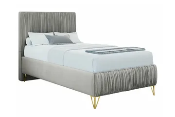 Gortin Ramsäng 90x200 cm i Sammet med Sänggavel - Grå - Möbler - Säng - Komplett sängpaket