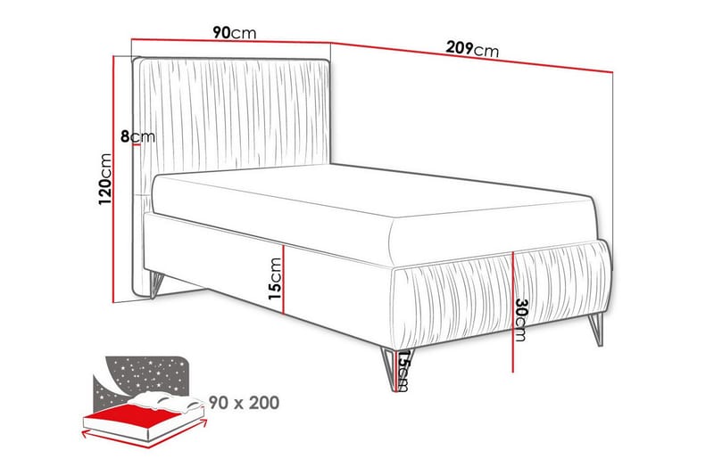 Gortin Ramsäng 90x200 cm - Möbler - Säng - Ramsäng