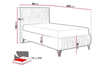 Gortin Ramsäng 90x200 cm - Möbler - Säng - Komplett sängpaket