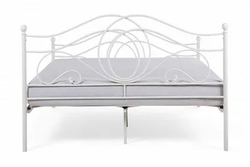 Lyra Dubbelsäng 160x200 cm i Metall med Sänggavel - Vit - Möbler - Säng - Sängram & sängstomme