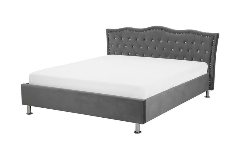 Metz Sängram med Förvaring 140x200 cm i Sammet med Sänggavel - Grå - Möbler - Säng - Sängram & sängstomme