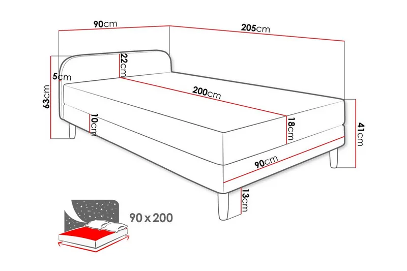 Midfeld Ramsäng 90x200 cm - Möbler - Säng - Sängram & sängstomme