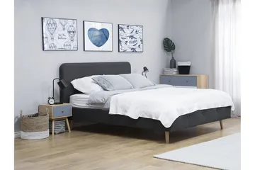 Rennes Sängram 140x200 cm i Linne med Sänggavel - Antracit - Möbler - Säng - Sängram & sängstomme