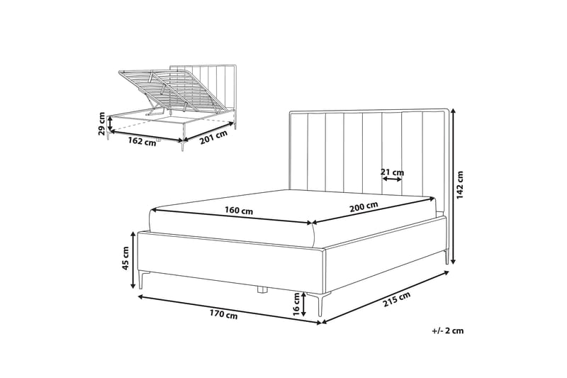 Sezanne Ramsäng 160x200 cm med Förvaring - Sammet/Grå - Möbler - Säng - Ramsäng