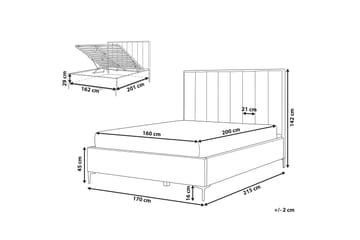 Sezanne Ramsäng 160x200 cm med Förvaring - Sammet/Grå - Möbler - Säng - Sängram & sängstomme