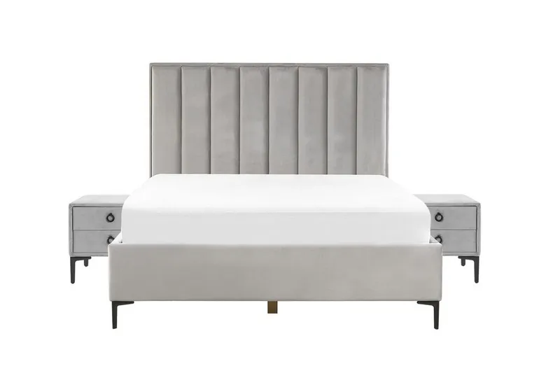 Sezanne Ramsäng 160x200 cm, Sammet/Grå