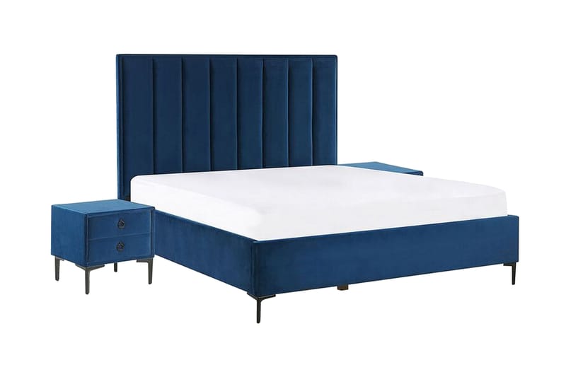 Sovrumsset dubbelsäng 140x200 cm - Blå - Ramsäng - Komplett sängpaket