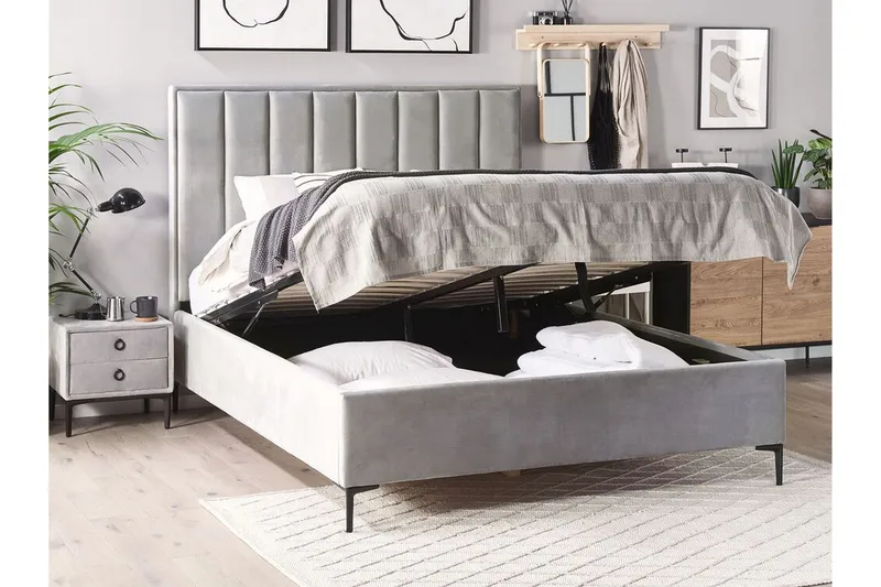 Sovrumsset dubbelsäng 180x200 cm grå SEZANNE - Grå - Möbler - Säng - Sängram & sängstomme