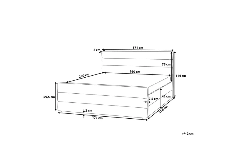 Valbonne Dubbelsäng 160 200 cm - Grå - Möbler - Säng - Sängram & sängstomme