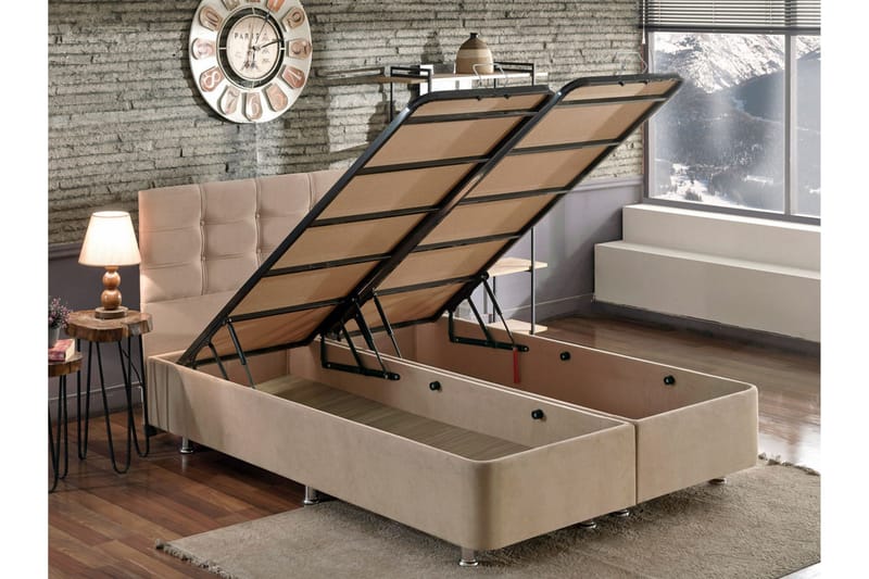 Reghum Kontinentalsäng 100x200 cm - Ljusbrun - Möbler - Säng - Komplett sängpaket