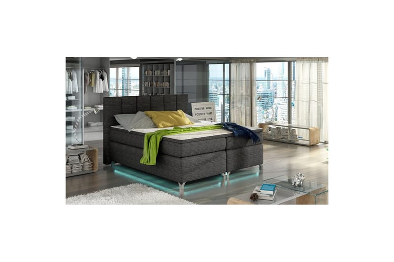 Resårbotten Eltap Basilio med LED - Berlin 02, Mörkgrå, 160x200 cm - Möbler - Säng - Komplett sängpaket
