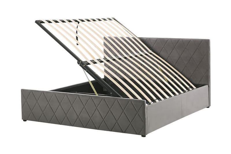 Rochefort Förvaringssäng 140x200 cm - Sammet/Grå - Möbler - Säng - Sängram & sängstomme