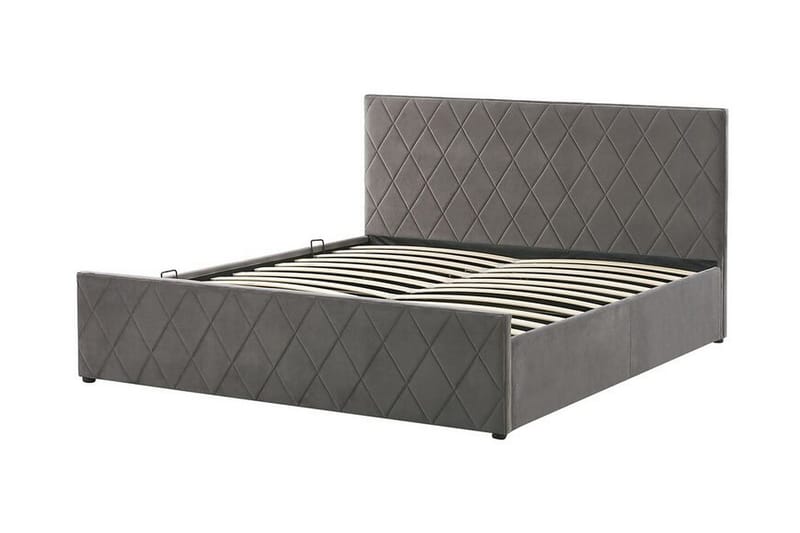Rochefort Förvaringssäng 140x200 cm - Sammet/Grå - Möbler - Säng - Sängram & sängstomme