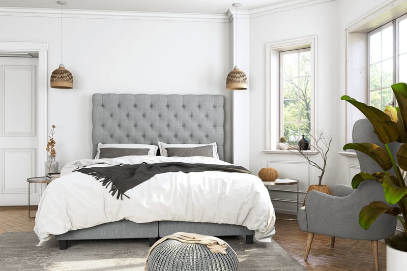 Royal Sängpaket med Förvaring 90x200 cm - Ljusgrå (+Fler val) - Möbler - Säng - Kontinentalsäng