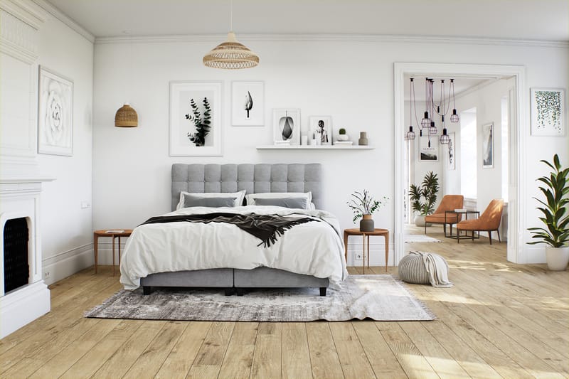 Royal Sängpaket med Förvaring 90x200 cm - Ljusgrå (+Fler val) - Möbler - Säng - Kontinentalsäng