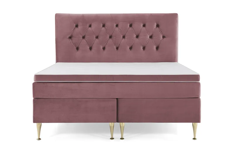 Royal Velvet Komplett Sängpaket 160x200 cm, Rosa med Höga Guldben
