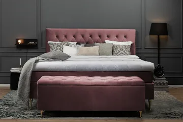 Royal Velvet Komplett Sängpaket 160x200 cm - Rosa med Höga Silverben - Möbler - Säng - Komplett sängpaket