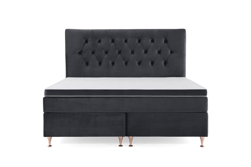 Royal Velvet Komplett Sängpaket 160x200 cm - Svart med Låga Rosében - Möbler - Säng - Komplett sängpaket