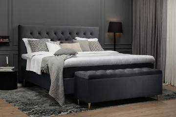 Royal Velvet Komplett Sängpaket 160x200 cm - Svart med Låga Rosében - Möbler - Säng - Komplett sängpaket