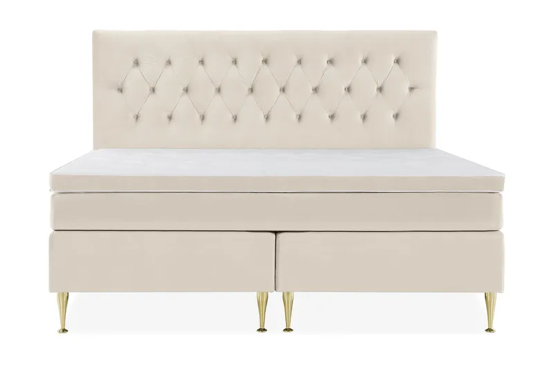 Royal Velvet Komplett Sängpaket 210x210 cm, Beige med höga guldben