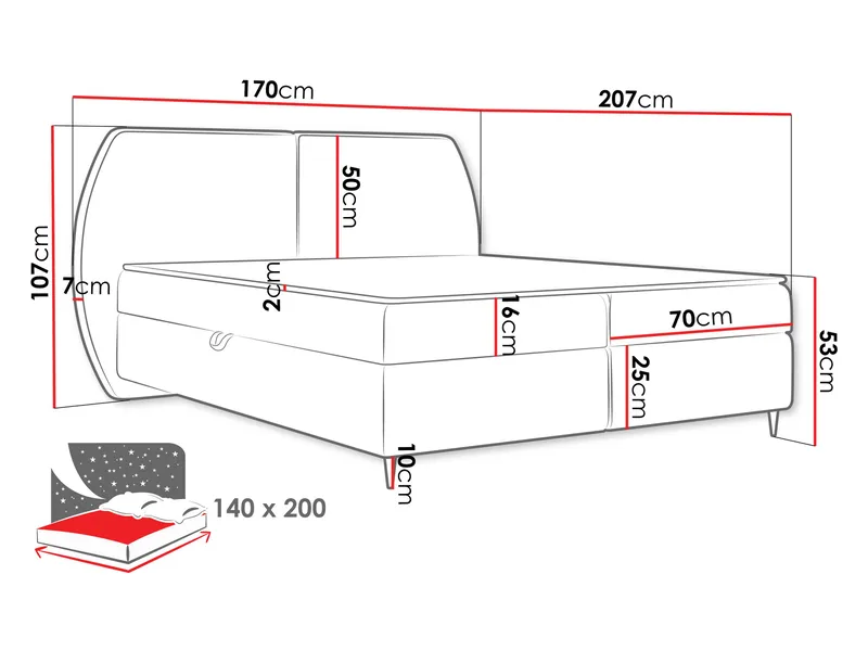 Rynricon Sängpaket Kontinentalsäng 140x200 cm - Grå - Möbler - Säng - Komplett sängpaket