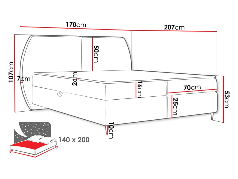 Rynricon Sängpaket Kontinentalsäng 140x200 cm - Grå - Möbler - Säng - Komplett sängpaket