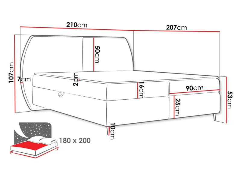 Rynricon Sängpaket Kontinentalsäng 180x200 cm - Gul - Möbler - Säng - Komplett sängpaket