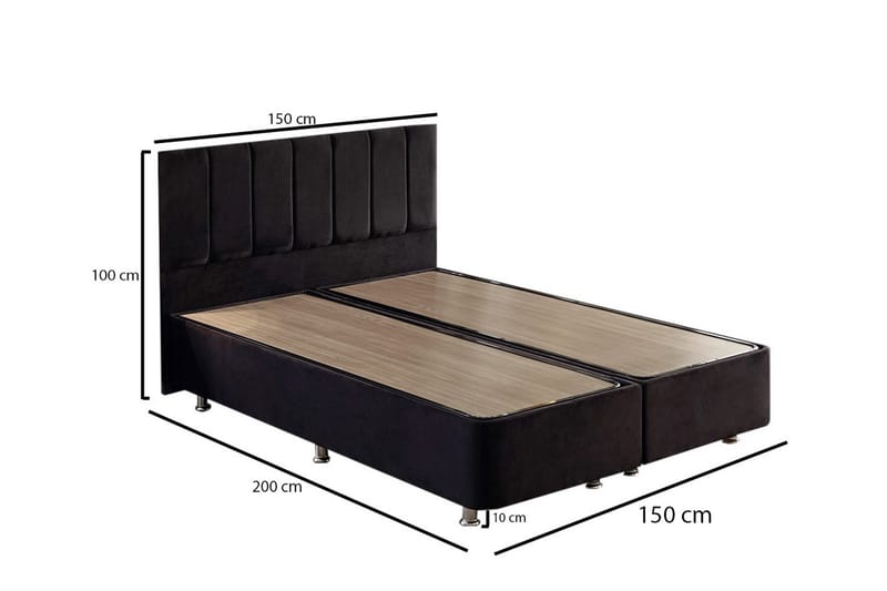 Ryntham Sängram Dubbel med Sänggavel 150x200 cm - Svart - Möbler - Säng - Sängram & sängstomme
