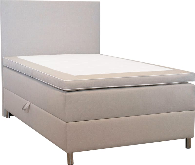 Säng 120x200 cm beige med förvaring 5 zoner pocket - Sänggavel ingår - beige - Möbler - Säng - Enkelsäng