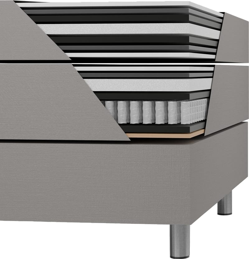 Säng 120x200 cm beige med förvaring 5 zoner pocket - Sänggavel ingår - beige - Möbler - Säng - Enkelsäng