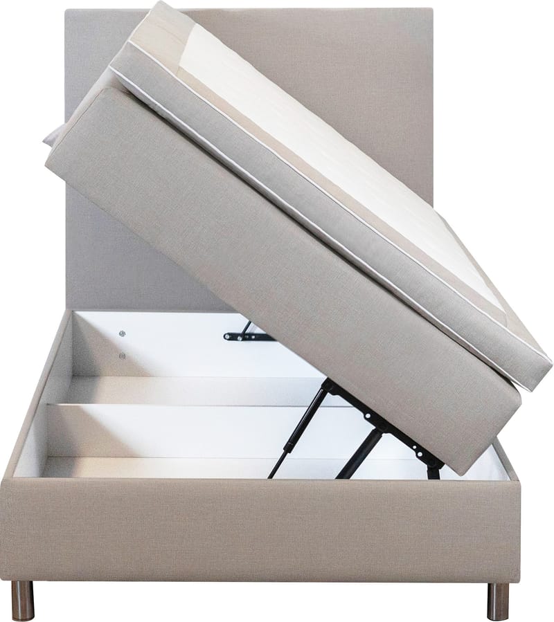 Säng 120x200 cm beige med förvaring 5 zoner pocket - Sänggavel ingår - beige - Möbler - Säng - Enkelsäng