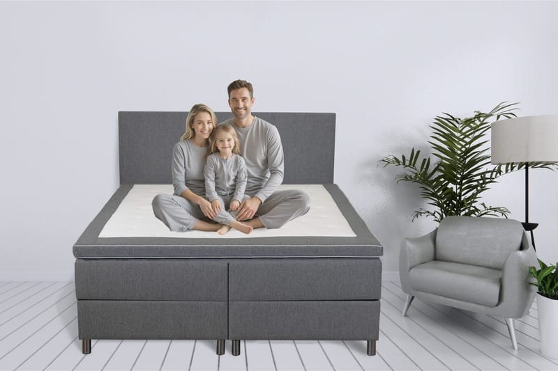 Säng 160x200 cm med förvaring grå - ljusgrå - Möbler - Säng - Kontinentalsäng
