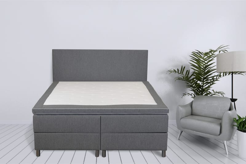 Säng 160x200 cm med förvaring grå - ljusgrå - Möbler - Säng - Kontinentalsäng