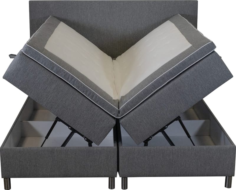 Säng 160x200 cm med förvaring grå - ljusgrå - Möbler - Säng - Kontinentalsäng