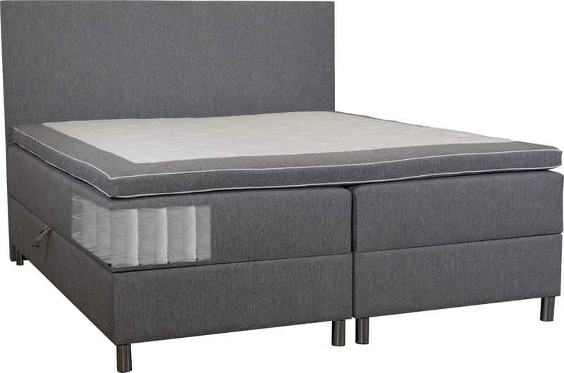 Säng 160x200 cm med förvaring grå - ljusgrå - Möbler - Säng - Kontinentalsäng