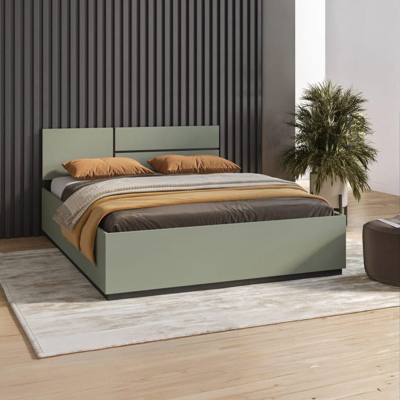 Säng Cross S med upplyftbar förvaring - 160 cm, Grön - Möbler - Säng - Sängram & sängstomme