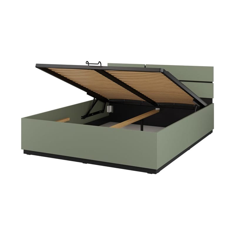 Säng Cross S med upplyftbar förvaring - 160 cm, Grön - Möbler - Säng - Sängram & sängstomme