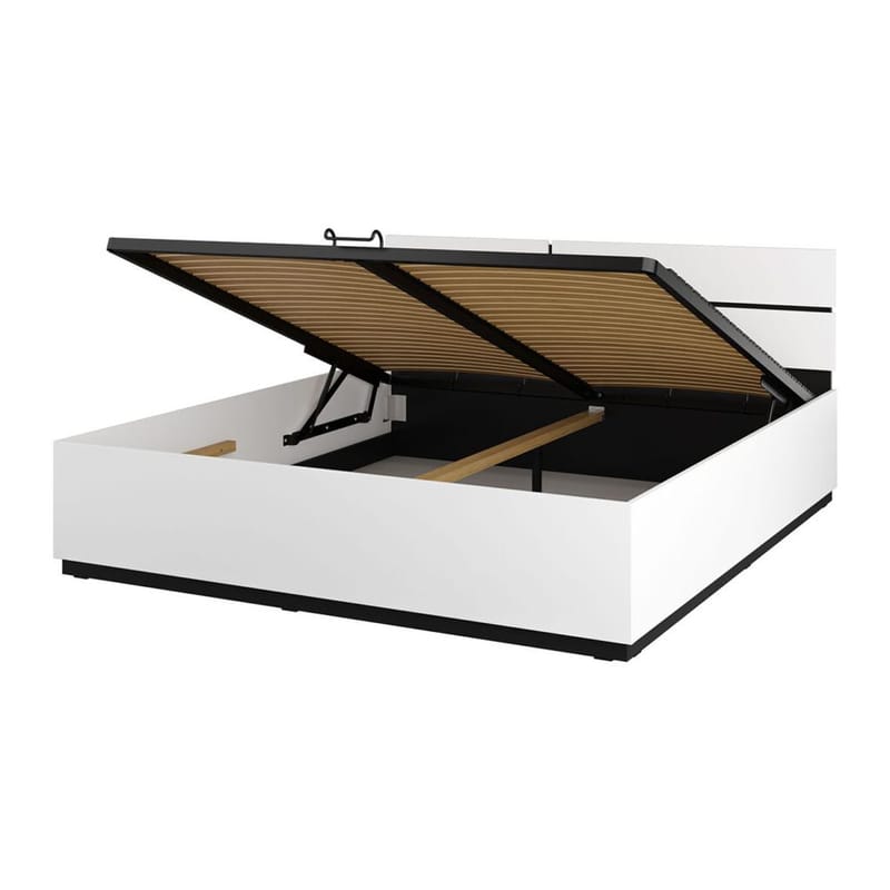 Säng Cross S med upplyftbar förvaring - 180 cm, Vit - Möbler - Säng - Sängram & sängstomme